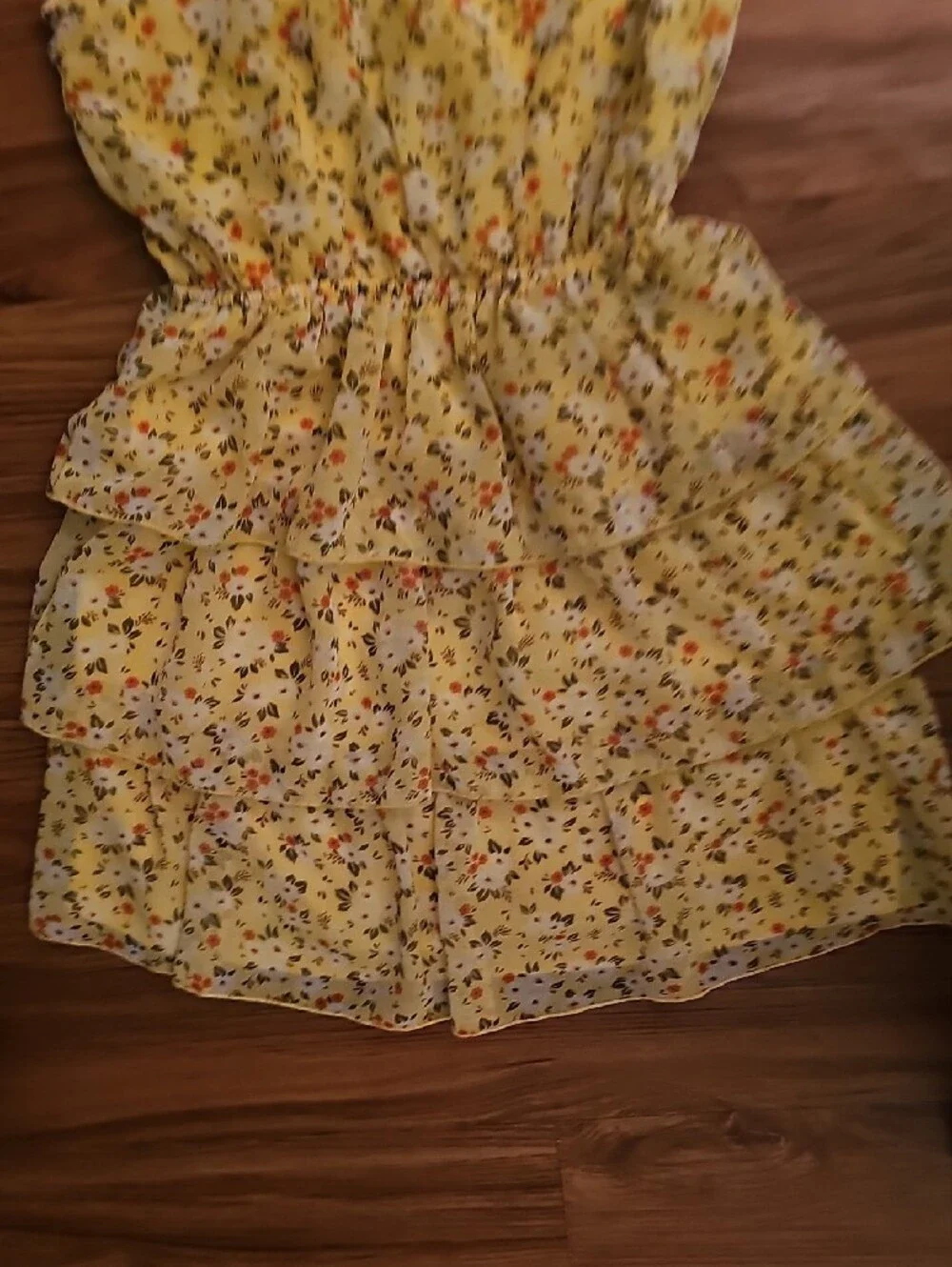Lily Rose Yellow Floral Tiered Dress with Ruffles